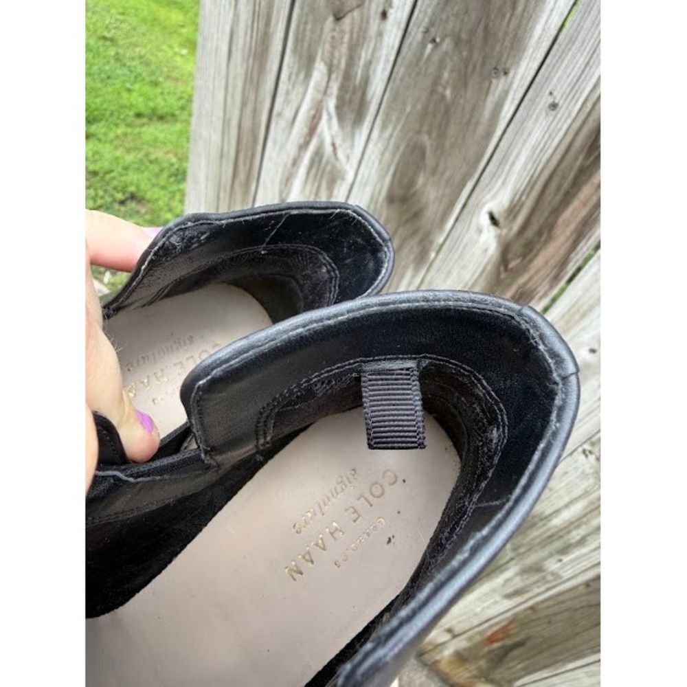 Minimalist Classic Cole Haan Leather Ankle Bootie 6.5 Black Block Heel Boot - Picture 10 of 11